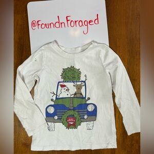 Kids Christmas Jeep Long Sleeve Tee | Snowman & Reindeer Graphic | 4T
